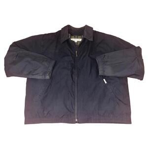 Men's Vintage XL London Fog Bomber Jacket Quilted Liner Chore Coat Navy Blue